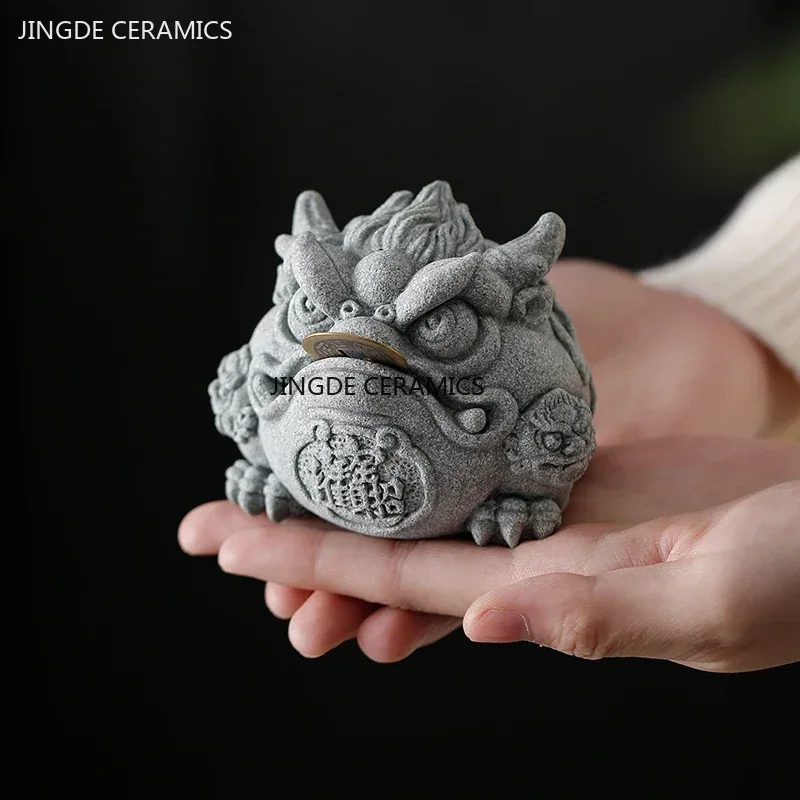 Aquarium Fish Bowl - Creative Sandstone Fengshui Gold Toad Tea